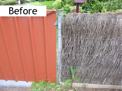 before brush fence top new roll